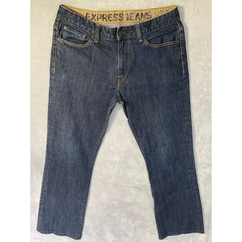 Express Jeans‎ Mens 34x30 Blue Denim Pants Loose Bootcut Blake Low Rise Casual
